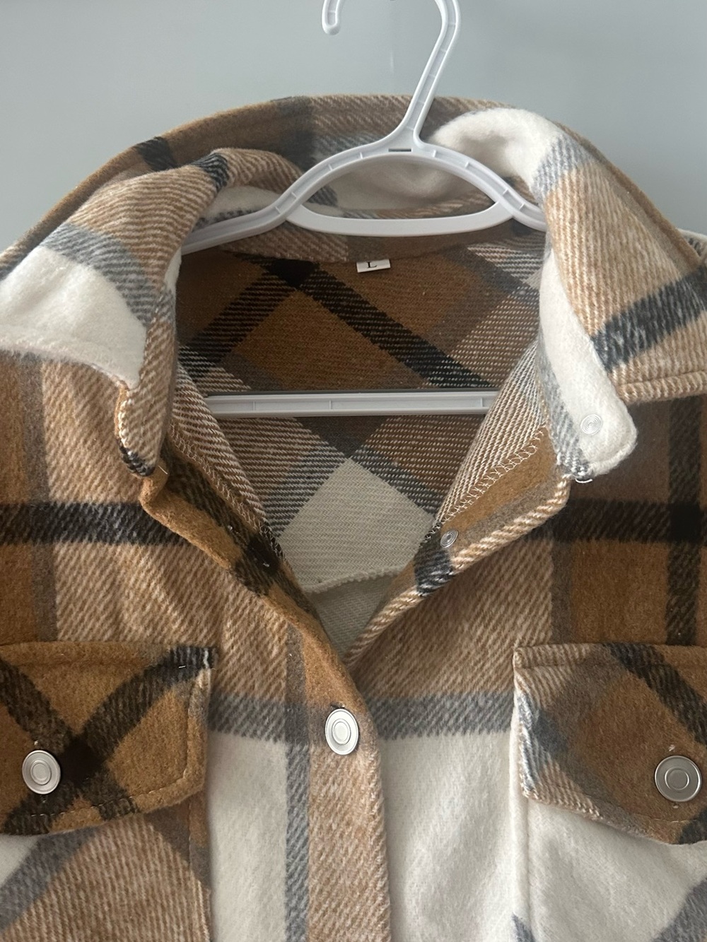 Women’s Large Cozy Plaid Shacket Jacket Oversized Warm Button Up - Picture 8 of 8